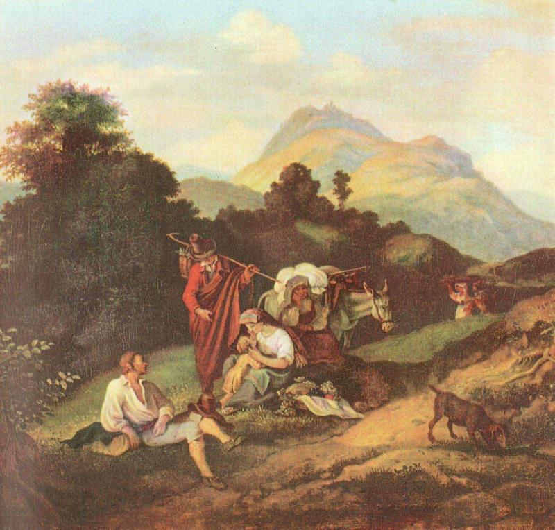 Adrian Ludwig Richter Italienische Landschaft mit ruhenden Wandersleuten France oil painting art